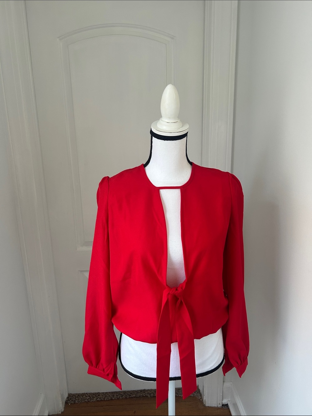 Venus Red Tie-Front Long Sleeve Women's Top